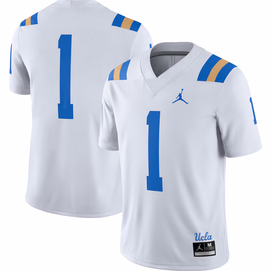 Men's Jordan Brand #1 White UCLA Bruins Game Jersey - Puhuasuan