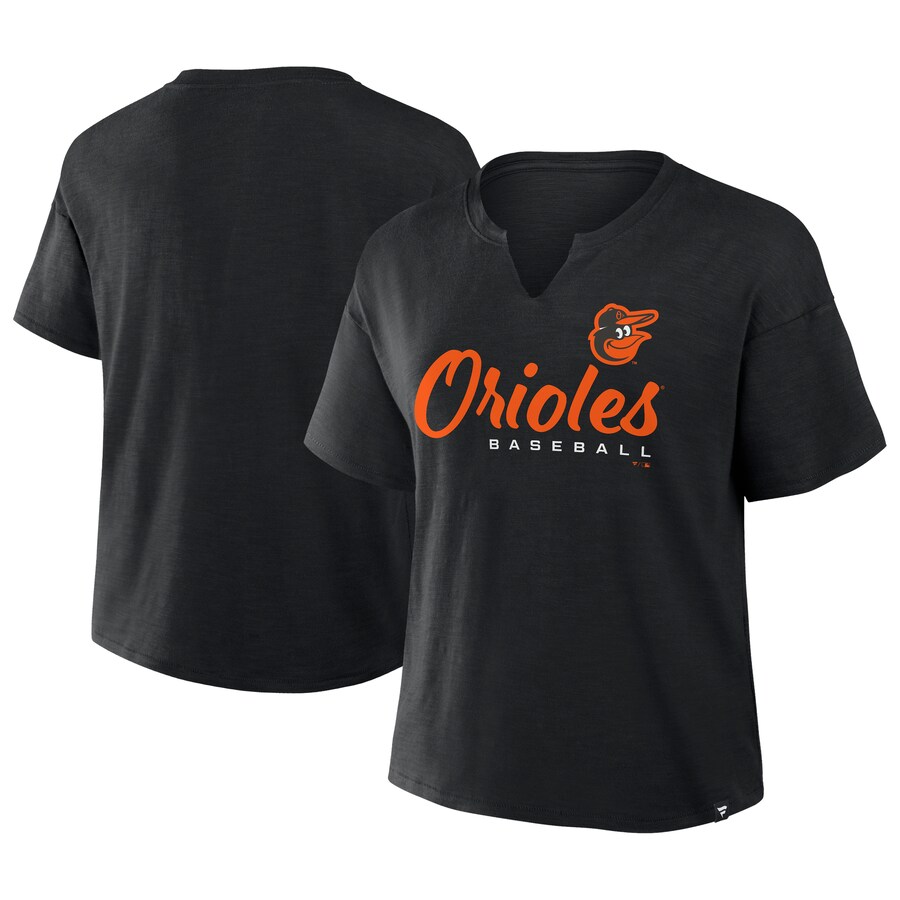 Women's Baltimore Orioles Fanatics Black Fan Fave Stadium Slub T-Shirt - Puhuasuan