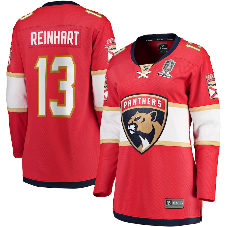 Women's Florida Panthers Sam Reinhart Fanatics Red Home 2024 Stanley Cup Champions Breakaway Player Jersey - Puhuasuan