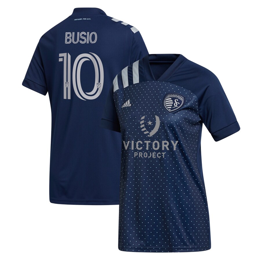 Women's Sporting Kansas City Gianluca Busio adidas Blue 2021 Secondary Replica Player Jersey - Puhuasuan