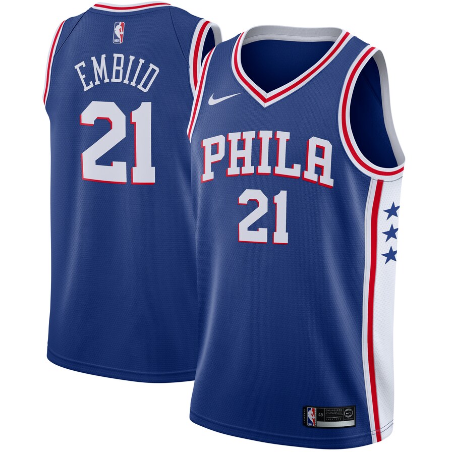 Men's Philadelphia 76ers Joel Embiid Nike Royal Swingman Jersey - Icon Edition - Puhuasuan