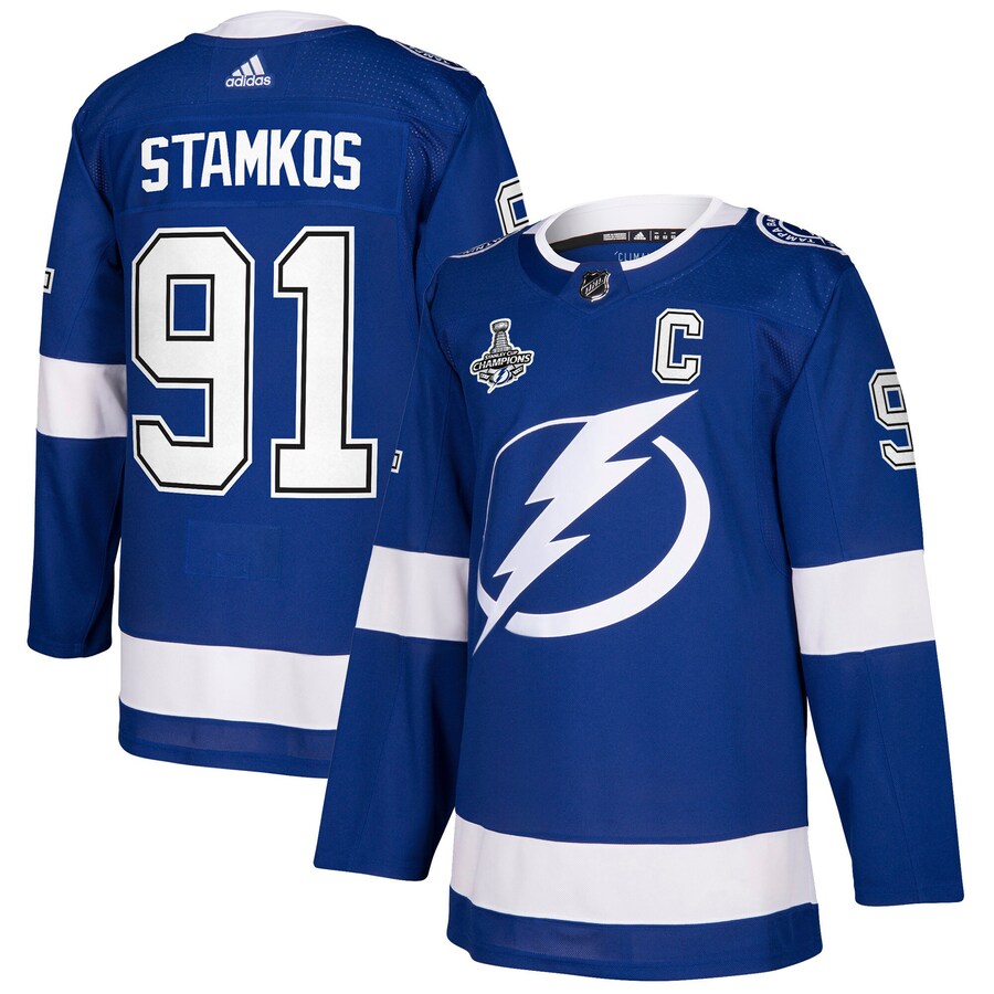Men's Tampa Bay Lightning Steven Stamkos adidas Blue 2021 Stanley Cup Champions Authentic Player Jersey - Puhuasuan