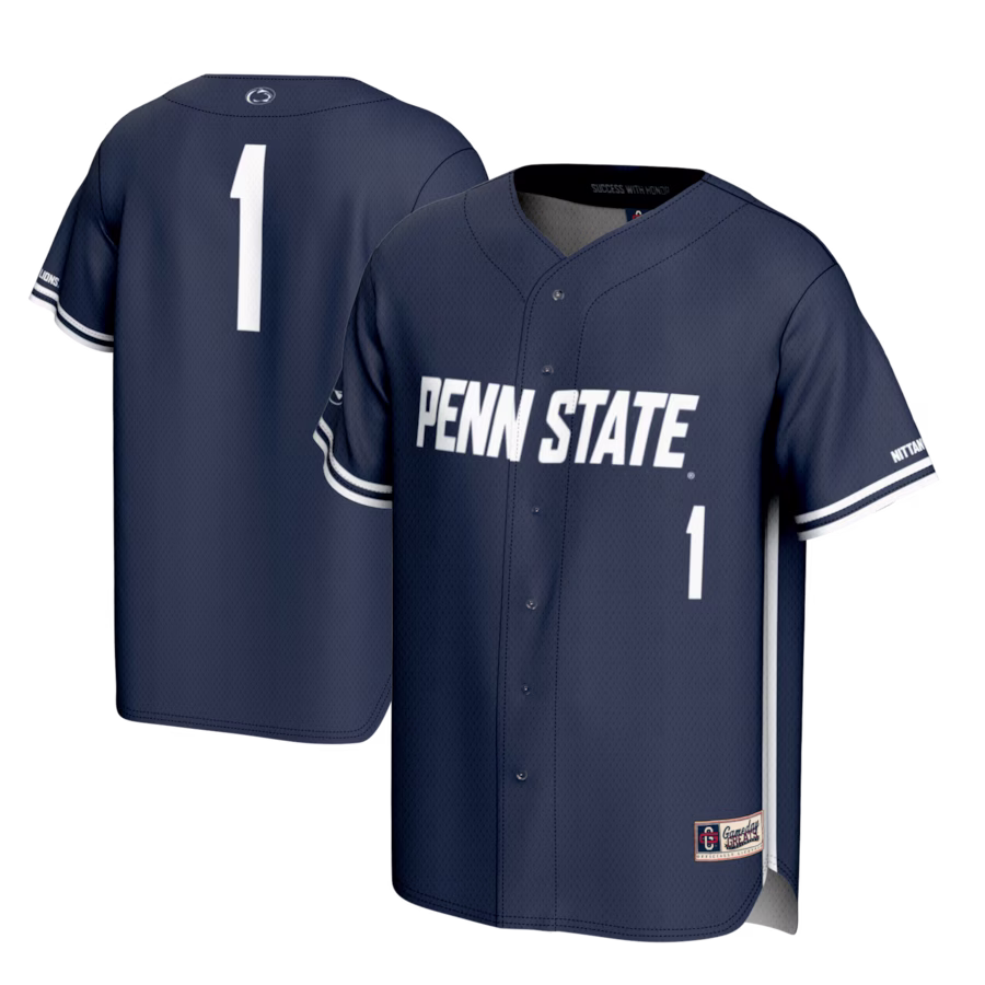 #1 Penn State Nittany Lions GameDay Greats Youth Lightweight Baseball Fashion Jersey - Navy - Puhuasuan