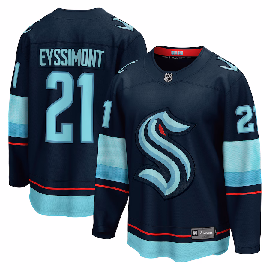 Men's Seattle Kraken Mikey Eyssimont Fanatics Deep Sea Blue Home Breakaway Jersey - Puhuasuan