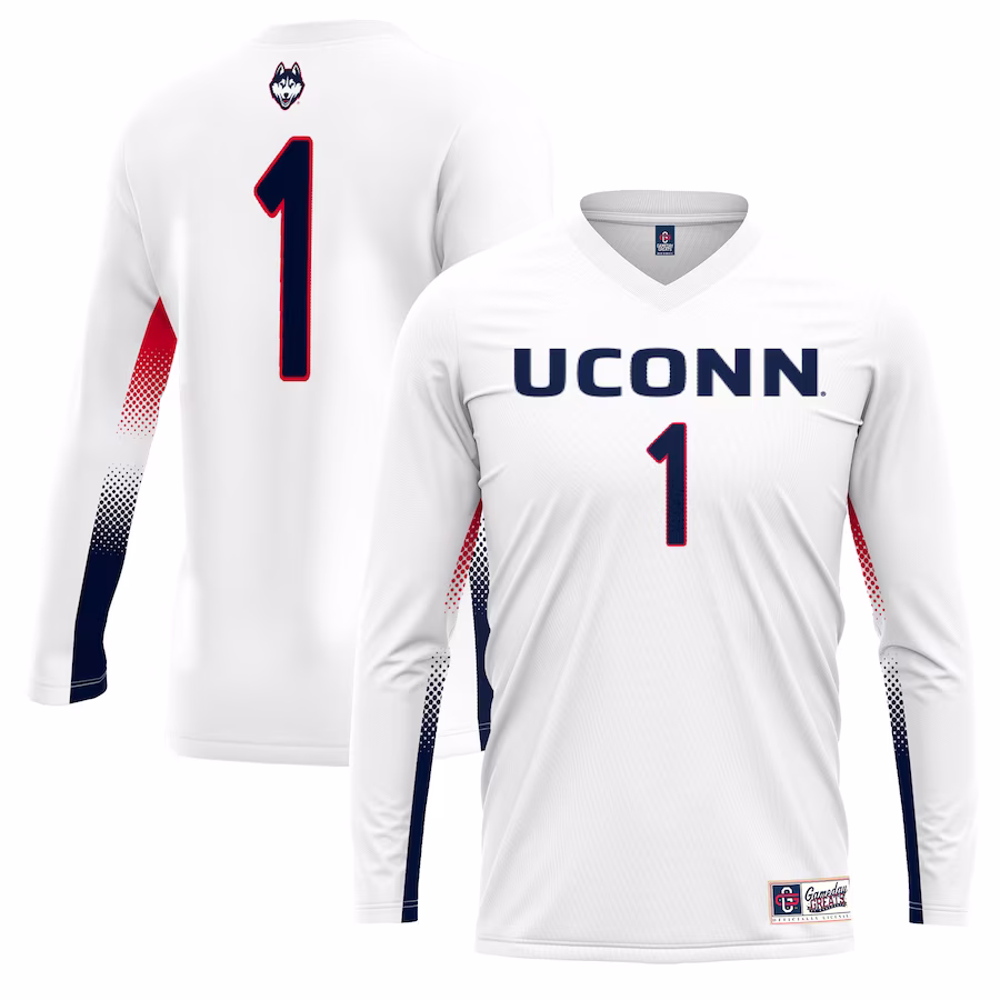 #1 UConn Huskies GameDay Greats Unisex Lightweight Volleyball Jersey - White - Puhuasuan