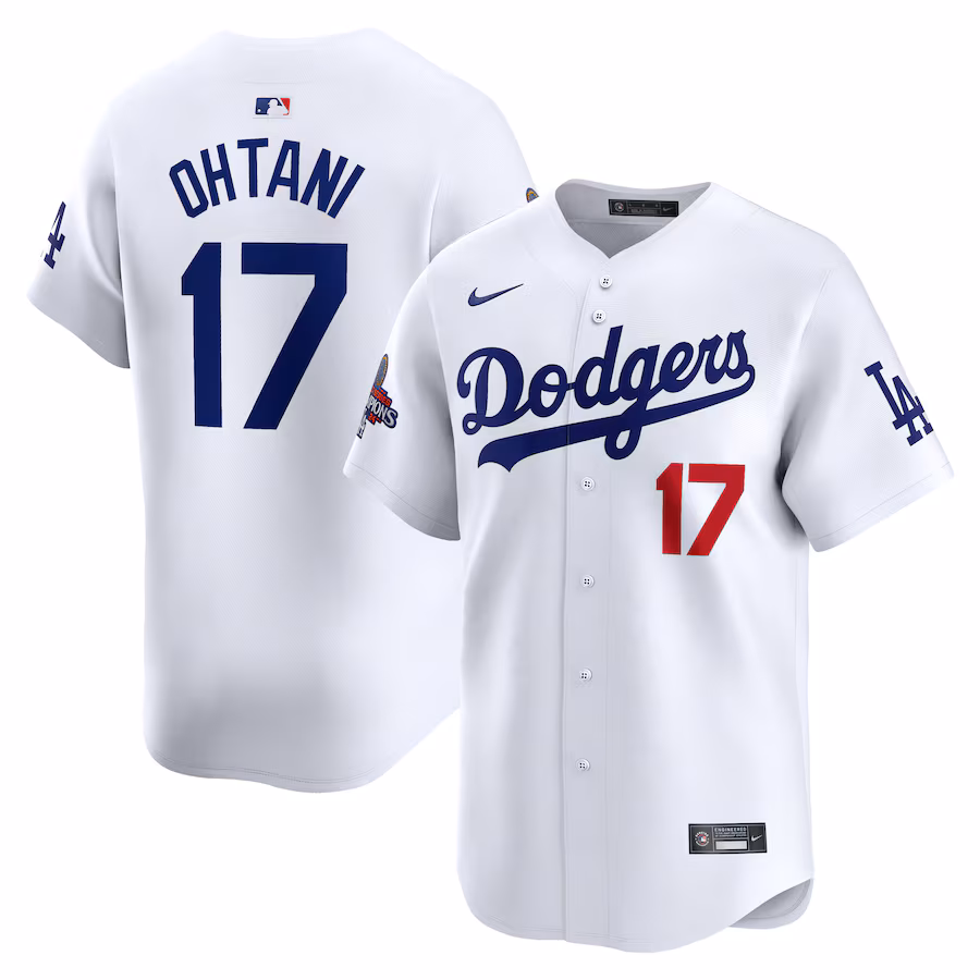 Men's Los Angeles Dodgers Shohei Ohtani Nike White Home 2024 World Series Champions Limited Jersey - Puhuasuan