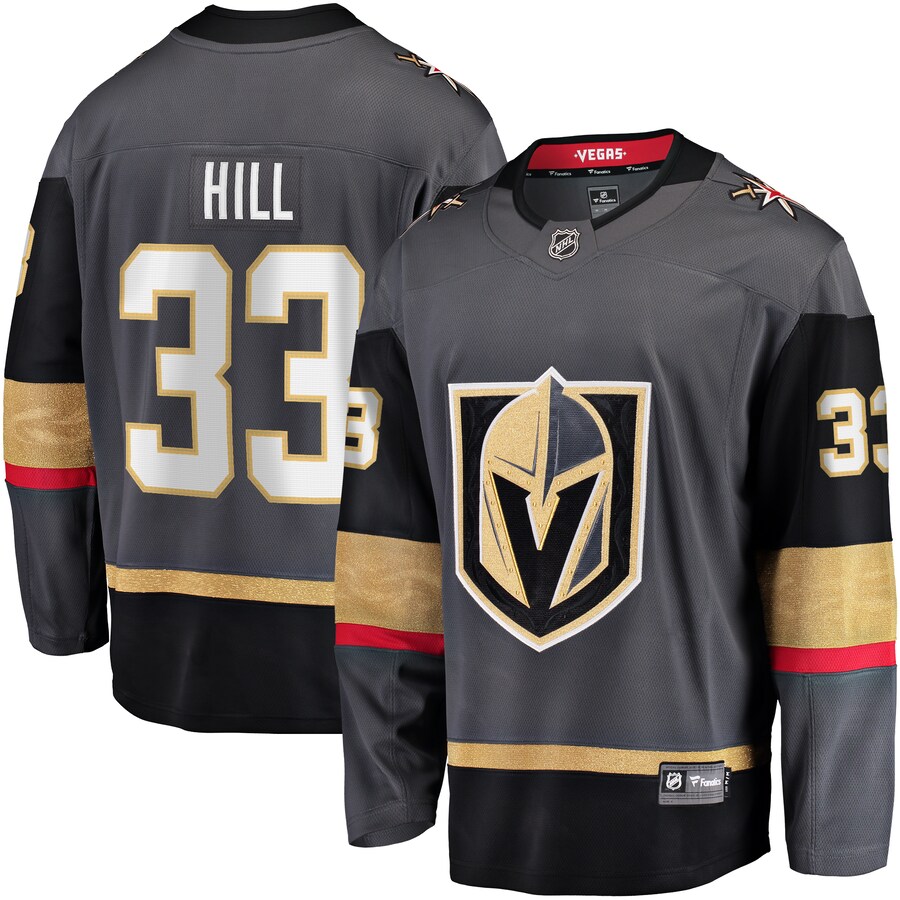 Men's Vegas Golden Knights Adin Hill Fanatics Branded Gray Alternate Breakaway Jersey - Puhuasuan