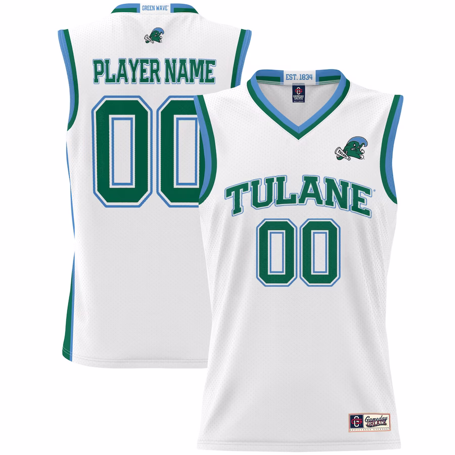 Tulane Green Wave GameDay Greats Unisex NIL Pick-A-Player Lightweight Women's Basketball Jersey - White - Puhuasuan