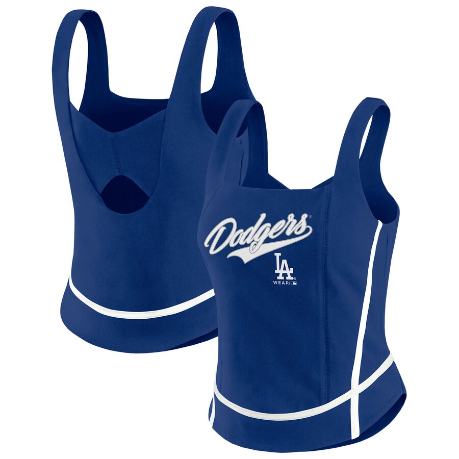 Women's Los Angeles Dodgers WEAR by Erin Andrews Royal Square Neck Tank Top - Puhuasuan