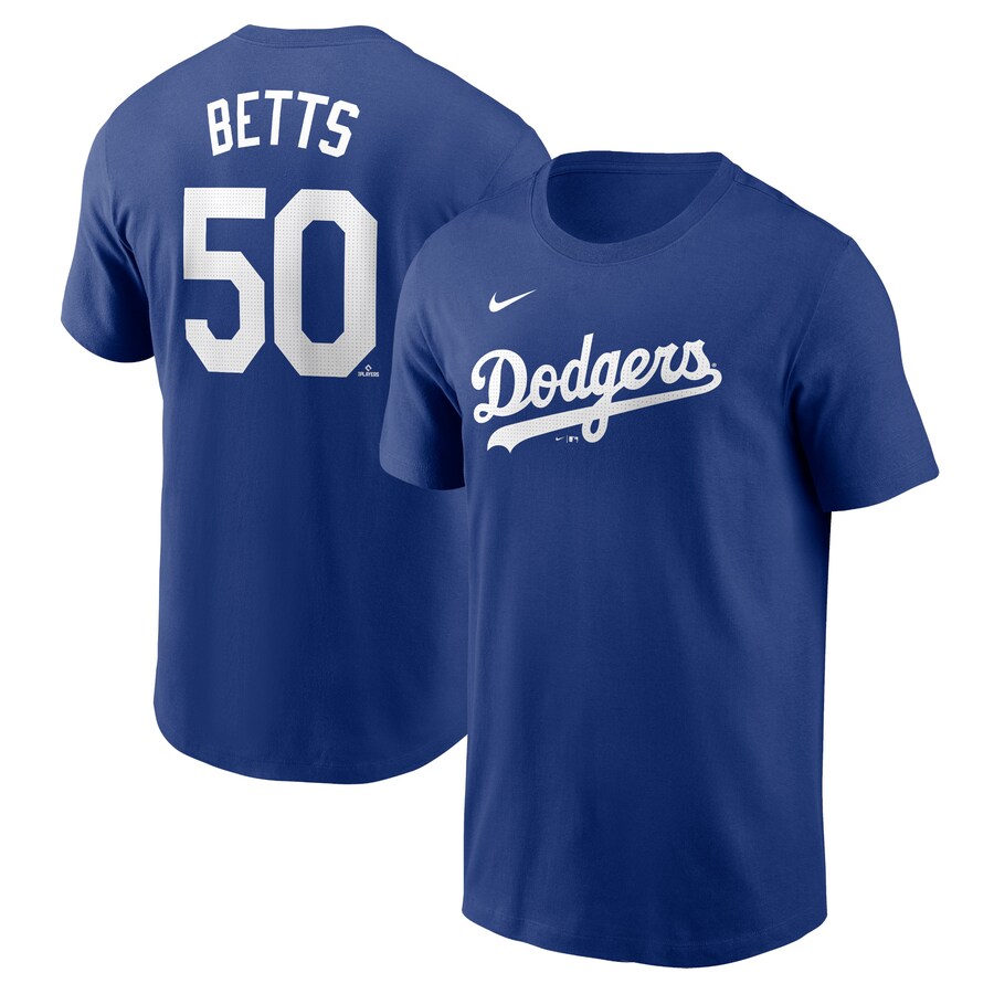 Men's Los Angeles Dodgers Mookie Betts Nike Royal Fuse Name & Number T-Shirt - Puhuasuan