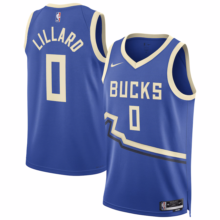 Unisex Milwaukee Bucks Damian Lillard Nike Royal 2024/25 Swingman Player Jersey - City Edition - Puhuasuan