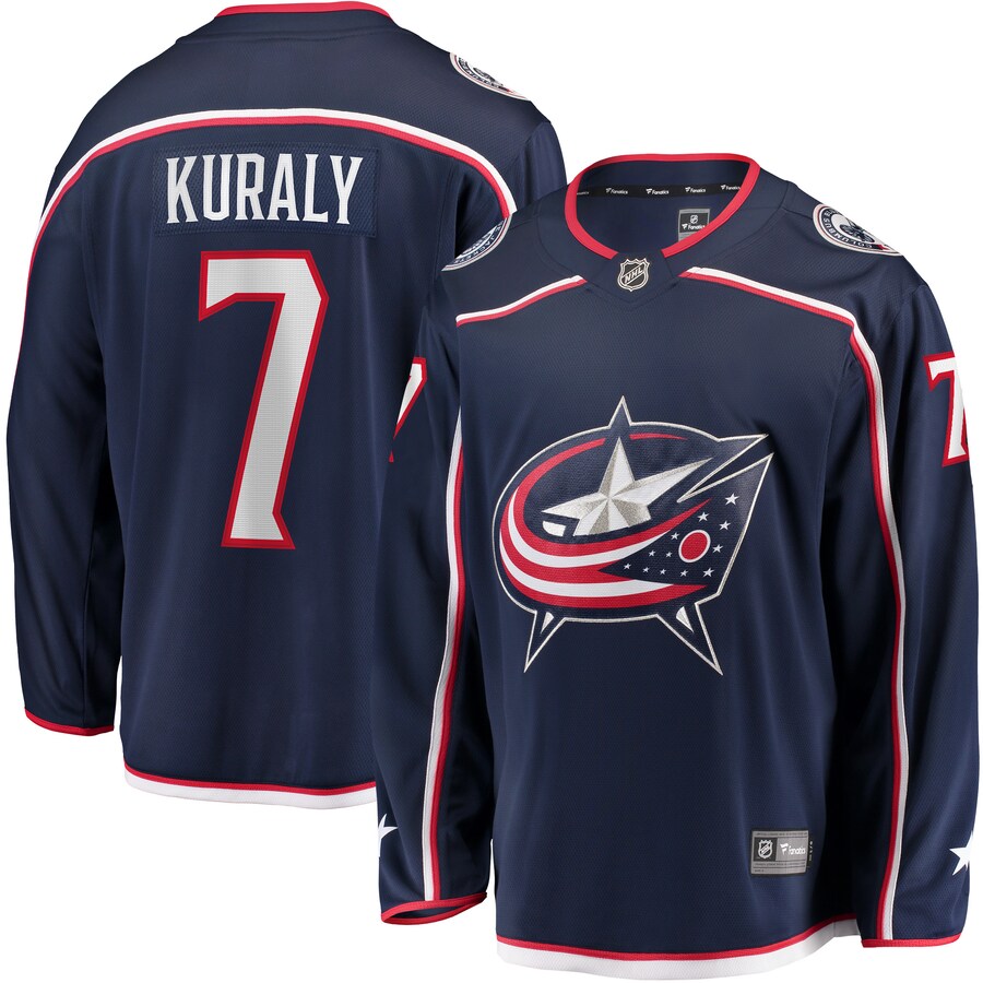Men's Columbus Blue Jackets Sean Kuraly Fanatics Branded Navy Home Breakaway Player Jersey - Puhuasuan