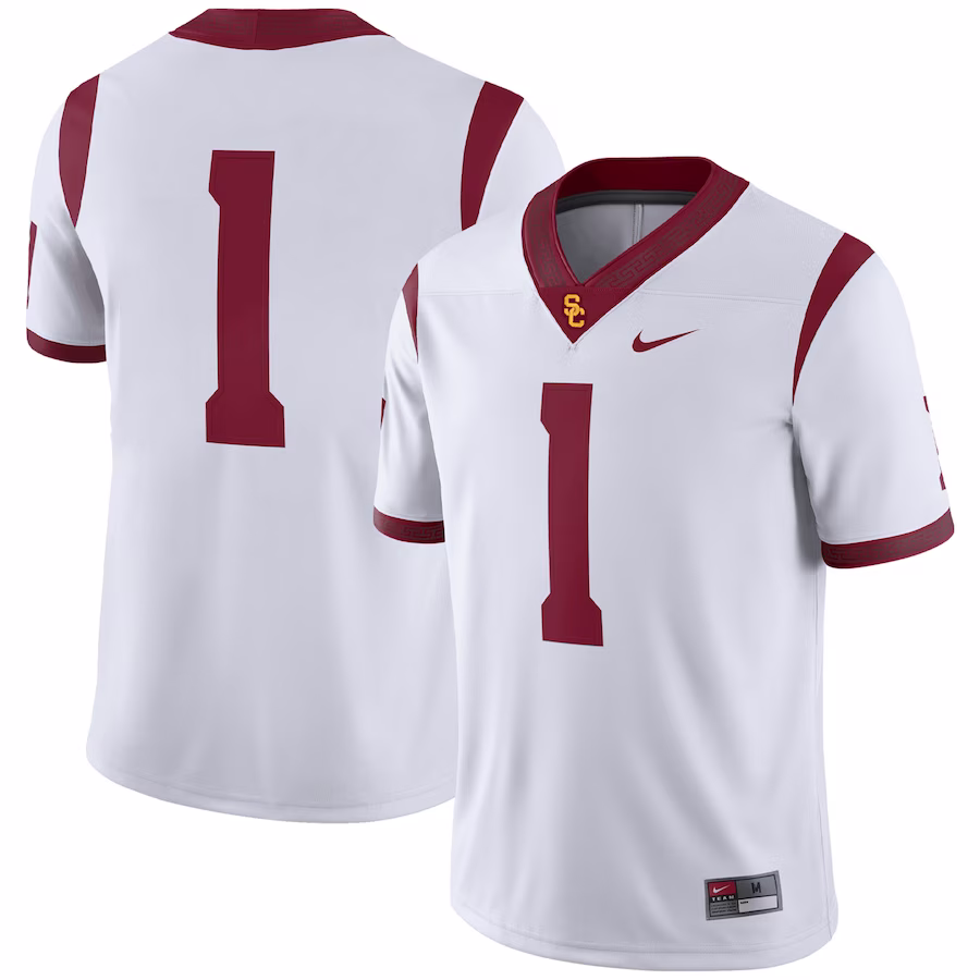 USC Trojans Nike #1 Away Game Jersey - White - Puhuasuan