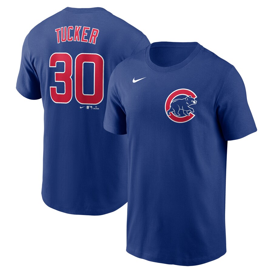 Men's Chicago Cubs Kyle Tucker Nike Blue Fuse Name & Number T-Shirt - Puhuasuan