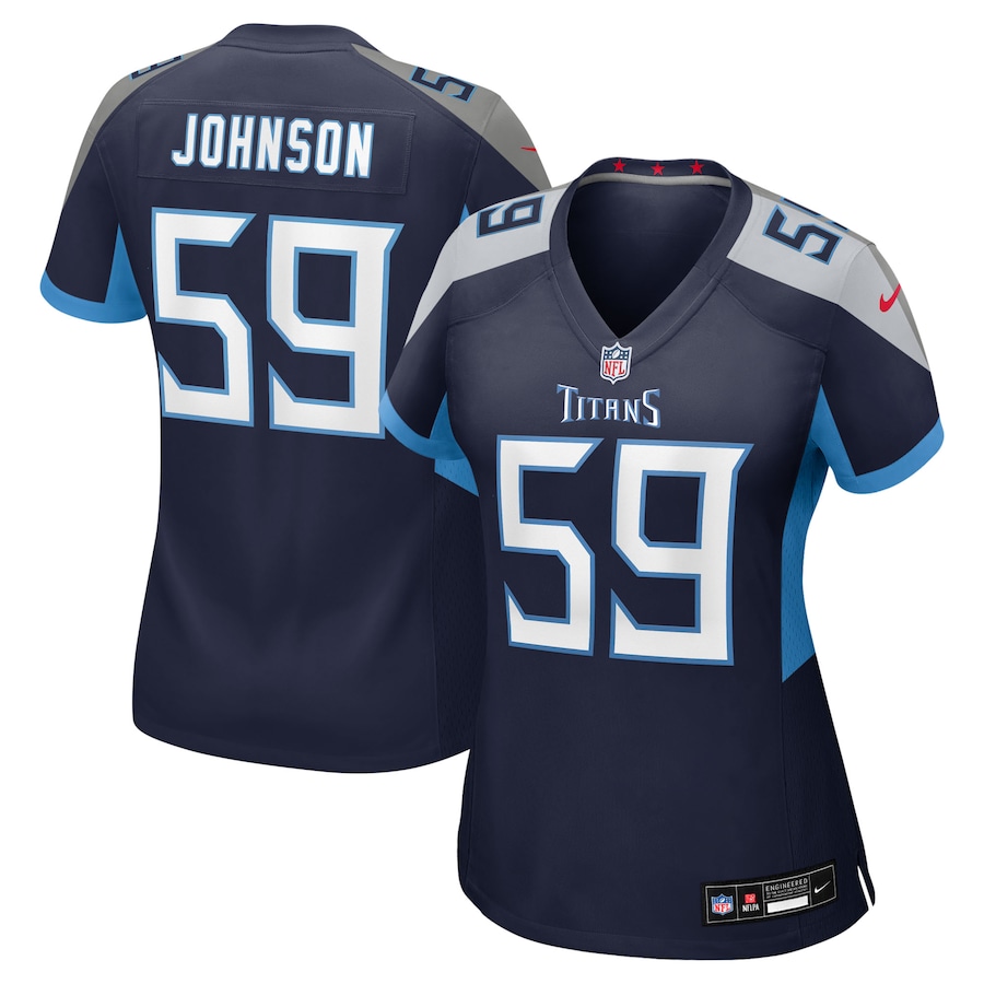 Women's Tennessee Titans Kyron Johnson Nike Navy Team Game Jersey - Puhuasuan