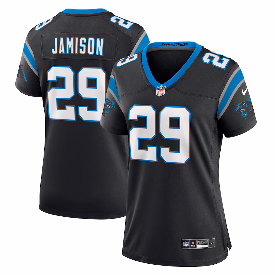 Women's Carolina Panthers D'Shawn Jamison Nike  Black Team Game Jersey - Puhuasuan