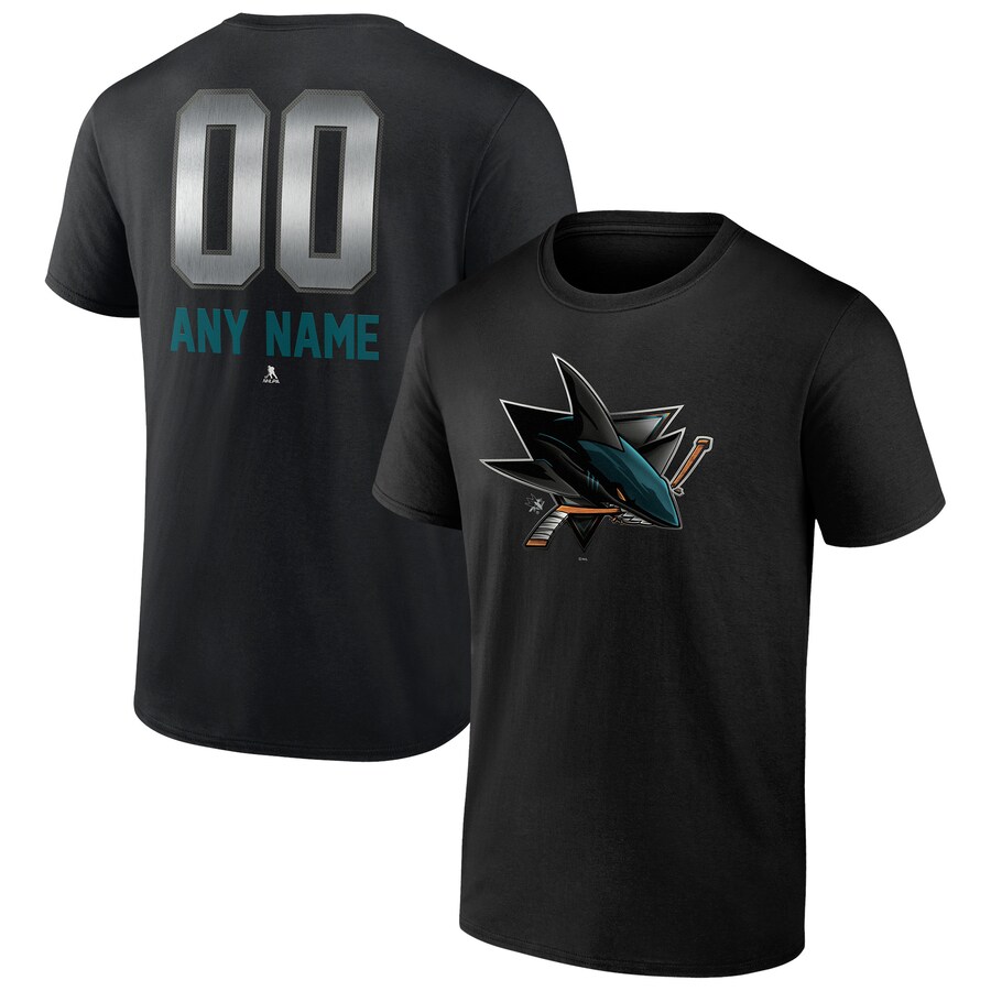 Men's San Jose Sharks Black Personalized Midnight Mascot Logo T-Shirt - Puhuasuan