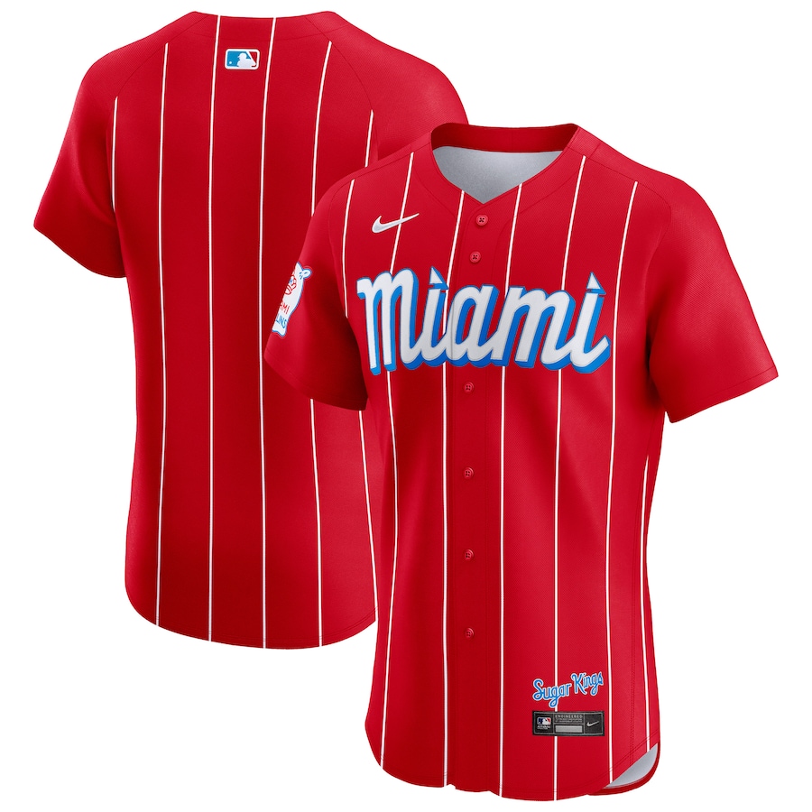Men's Miami Marlins Nike Red City Connect Elite Jersey - Puhuasuan