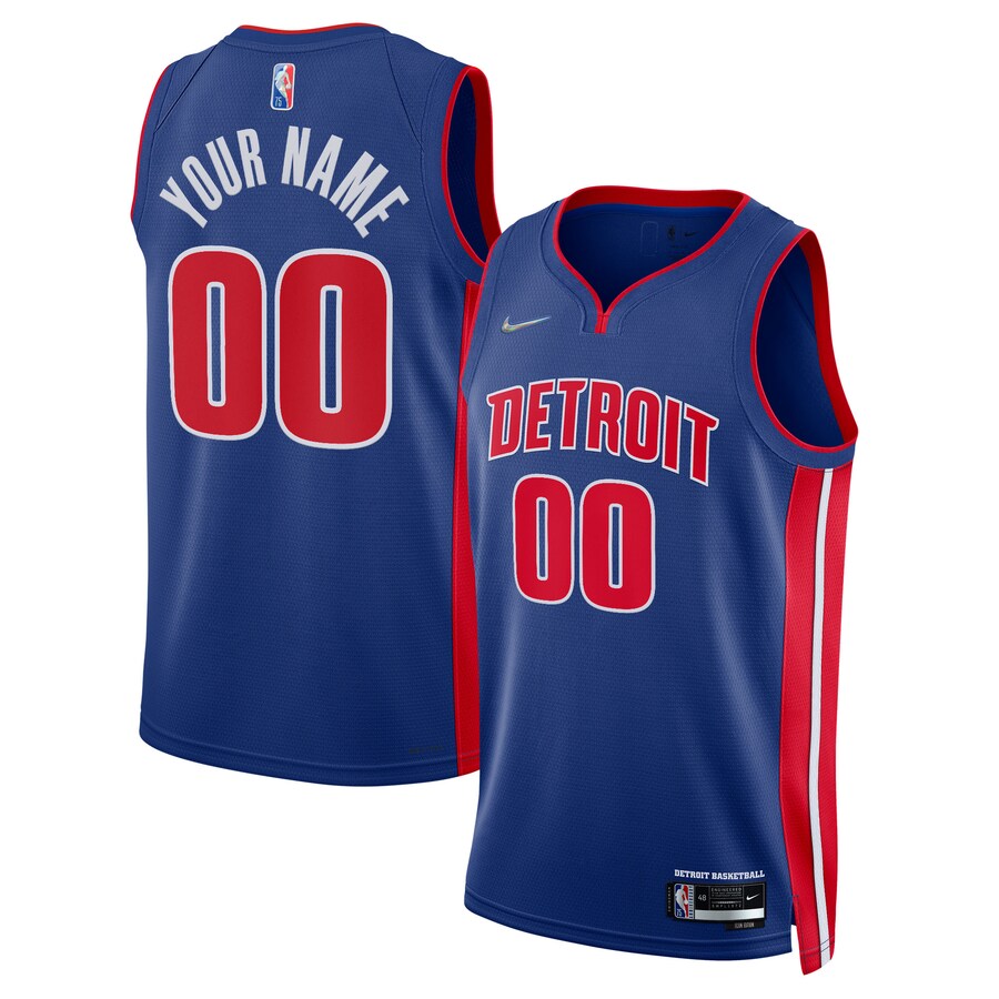 Men's Detroit Pistons Nike Blue 2021/22 Diamond Swingman Custom Jersey - Icon Edition - Puhuasuan