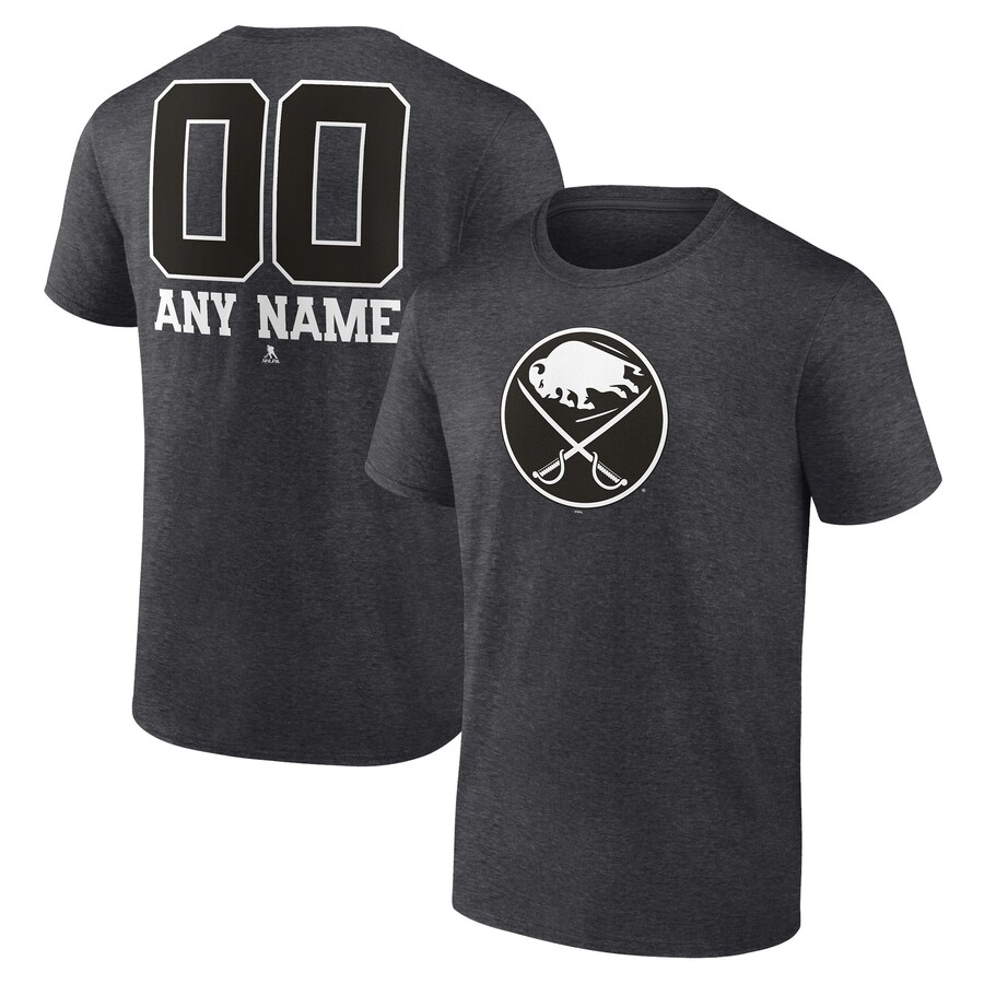 Men's Buffalo Sabres Charcoal Monochrome Personalized Name & Number T-Shirt - Puhuasuan