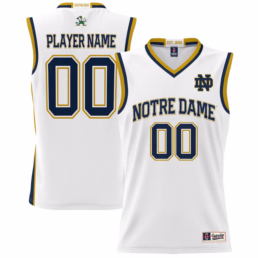 Notre Dame Fighting Irish GameDay Greats Youth NIL Pick-A-Player Lightweight Basketball Jersey - White - Puhuasuan