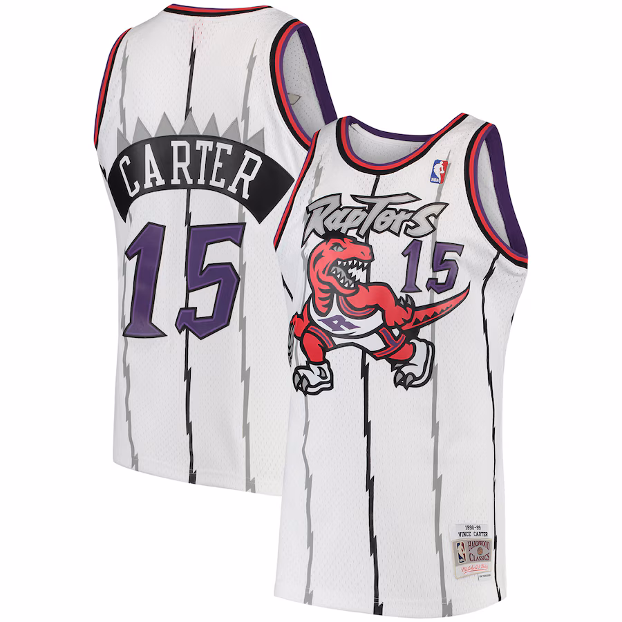 Men's Toronto Raptors Vince Carter Mitchell & Ness White 1998/99 Hardwood Classics Swingman Jersey - Puhuasuan
