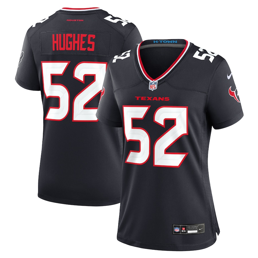 Women's Houston Texans Jerry Hughes Nike Navy Team Game Jersey - Puhuasuan