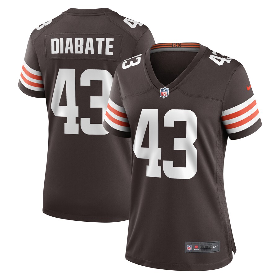 Women's Cleveland Browns Mohamoud Diabate Nike  Brown Team Game Jersey - Puhuasuan