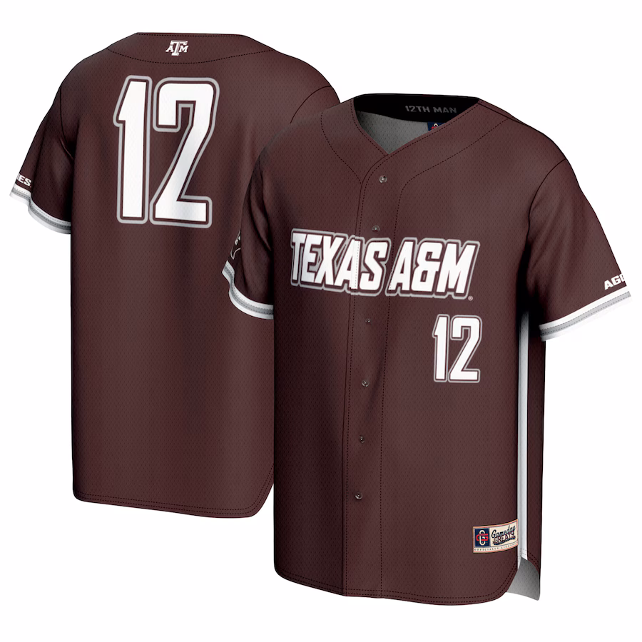 #12 Texas A&M Aggies GameDay Greats Unisex Baseball Lightweight Fashion Jersey - Maroon - Puhuasuan