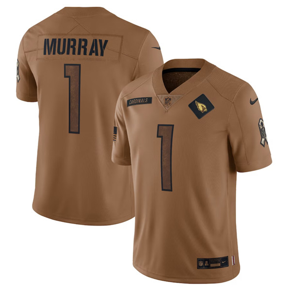 Men's Arizona Cardinals #1 Kyler Murray 2023 Brown Salute To Service Limited Football Stitched Jersey - Puhuasuan
