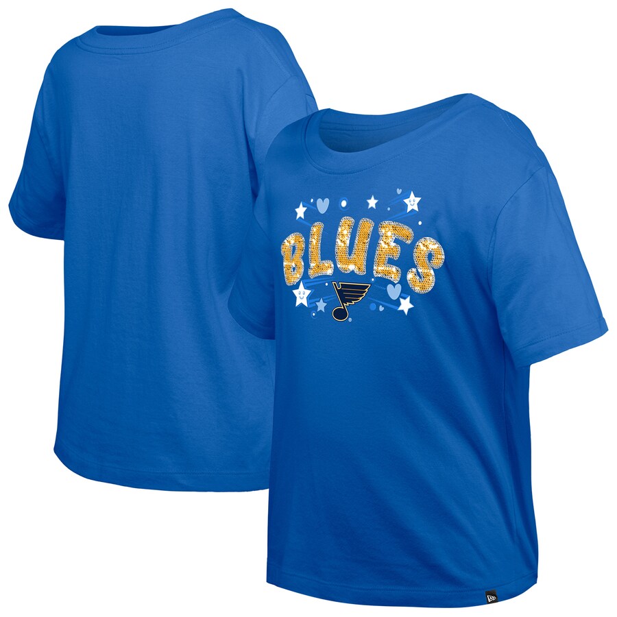 Girl's Youth St. Louis Blues New Era Blue Flip Sequin T-Shirt - Puhuasuan