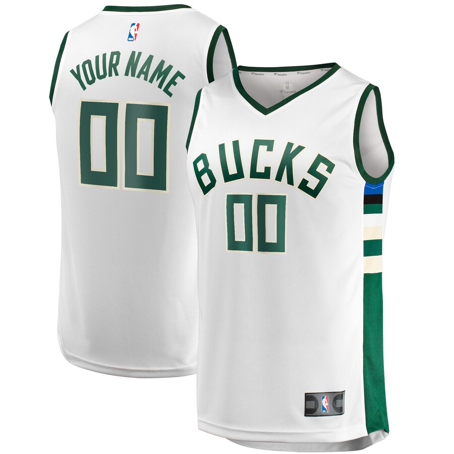 Unisex Milwaukee Bucks  Fanatics White Fast Break Custom Jersey - Association Edition - Puhuasuan