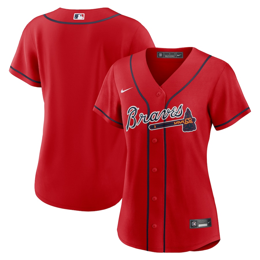 Women's Atlanta Braves Nike Red Alternate Replica Team Jersey - Puhuasuan