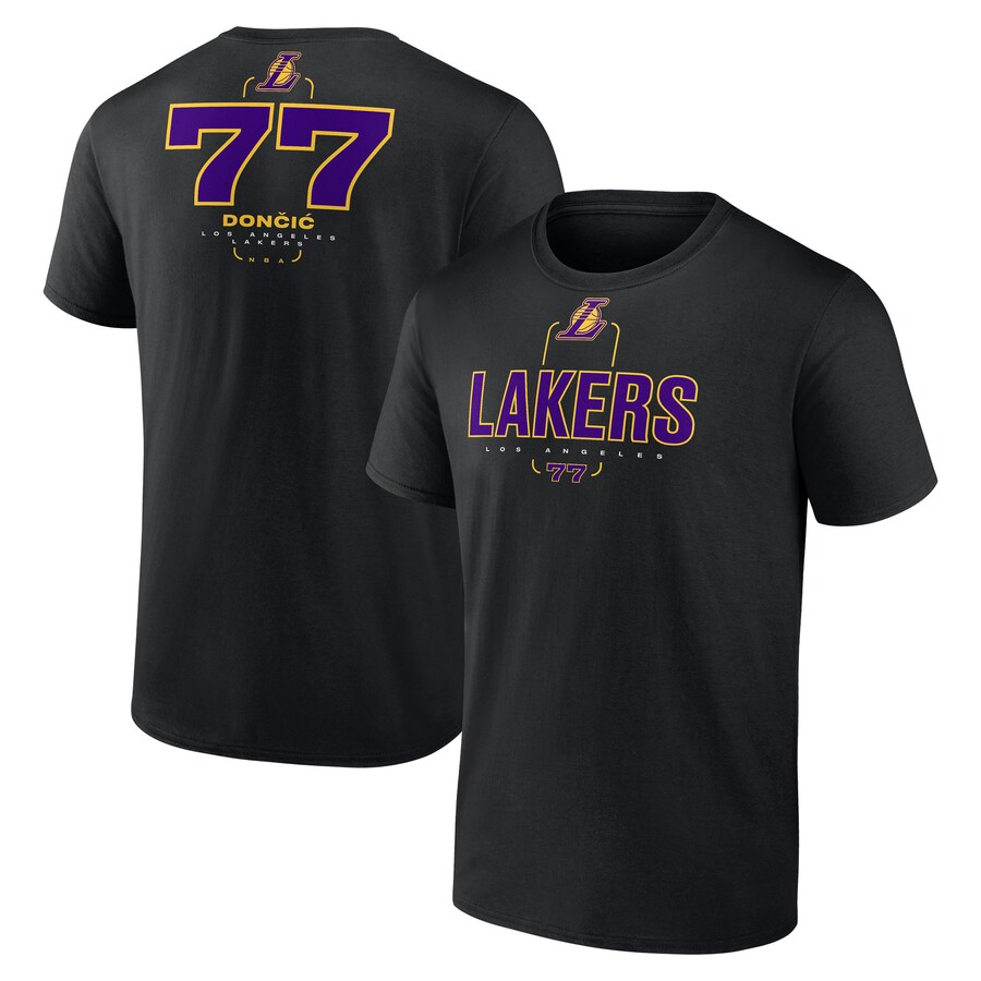 Men's Los Angeles Lakers Luka Don?i? Black Behind the Back Name & Number T-Shirt - Puhuasuan