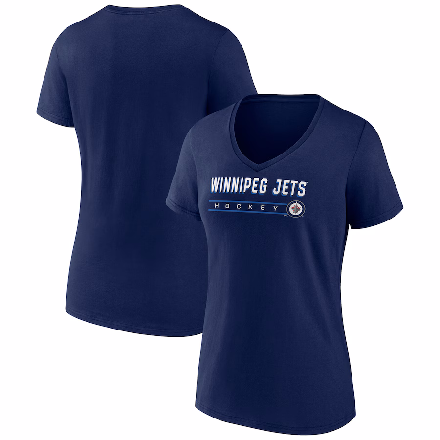 Women's Winnipeg Jets Fanatics Navy V-Neck T-Shirt - Puhuasuan