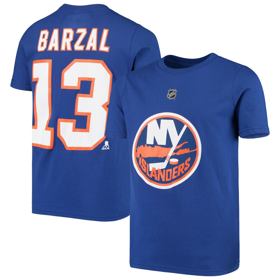 Youth New York Islanders Mathew Barzal Royal Player Name & Number T-Shirt - Puhuasuan