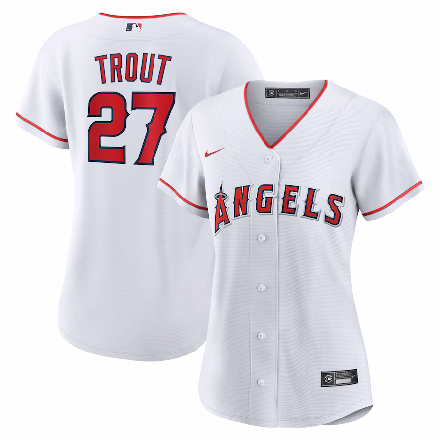 Women's Los Angeles Angels Mike Trout Nike White Home Replica Player Jersey - Puhuasuan