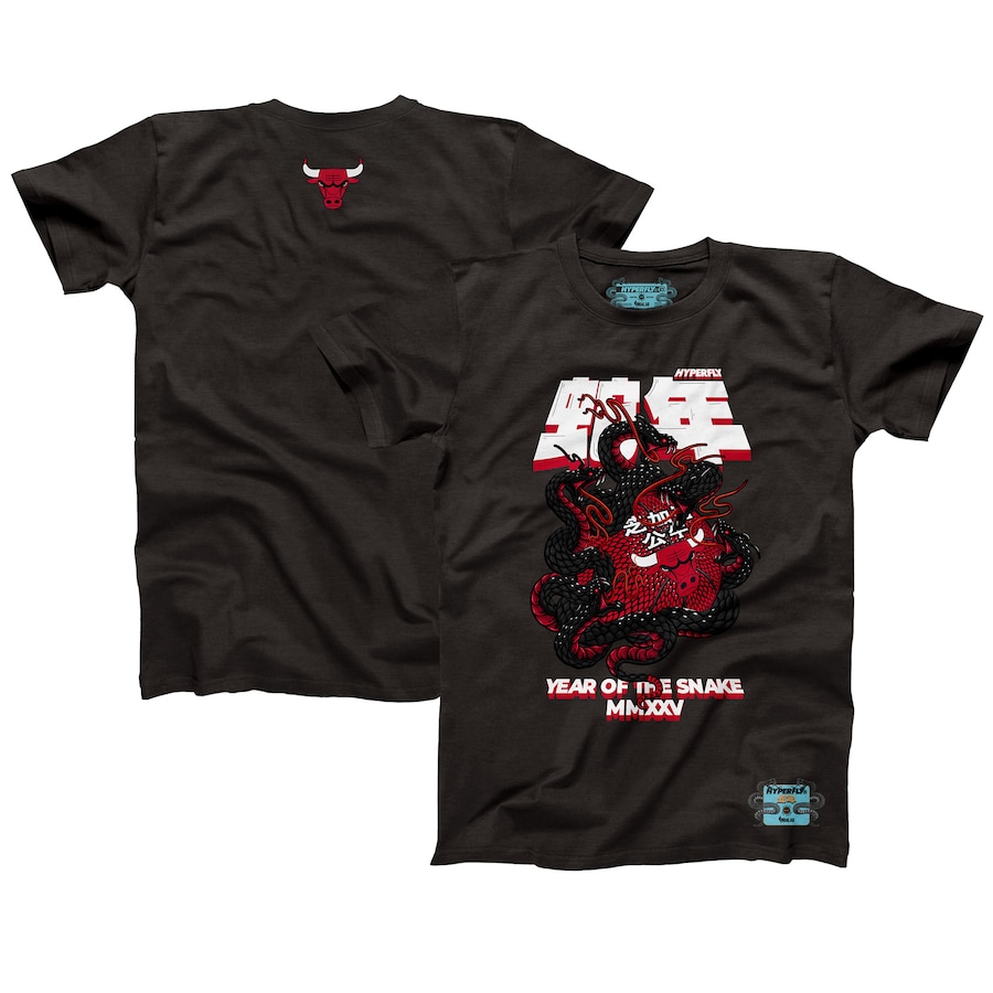 Unisex Chicago Bulls NBALab x Hyperfly Heather Black Year of the Snake Lunar New Year Collection T-Shirt - Puhuasuan