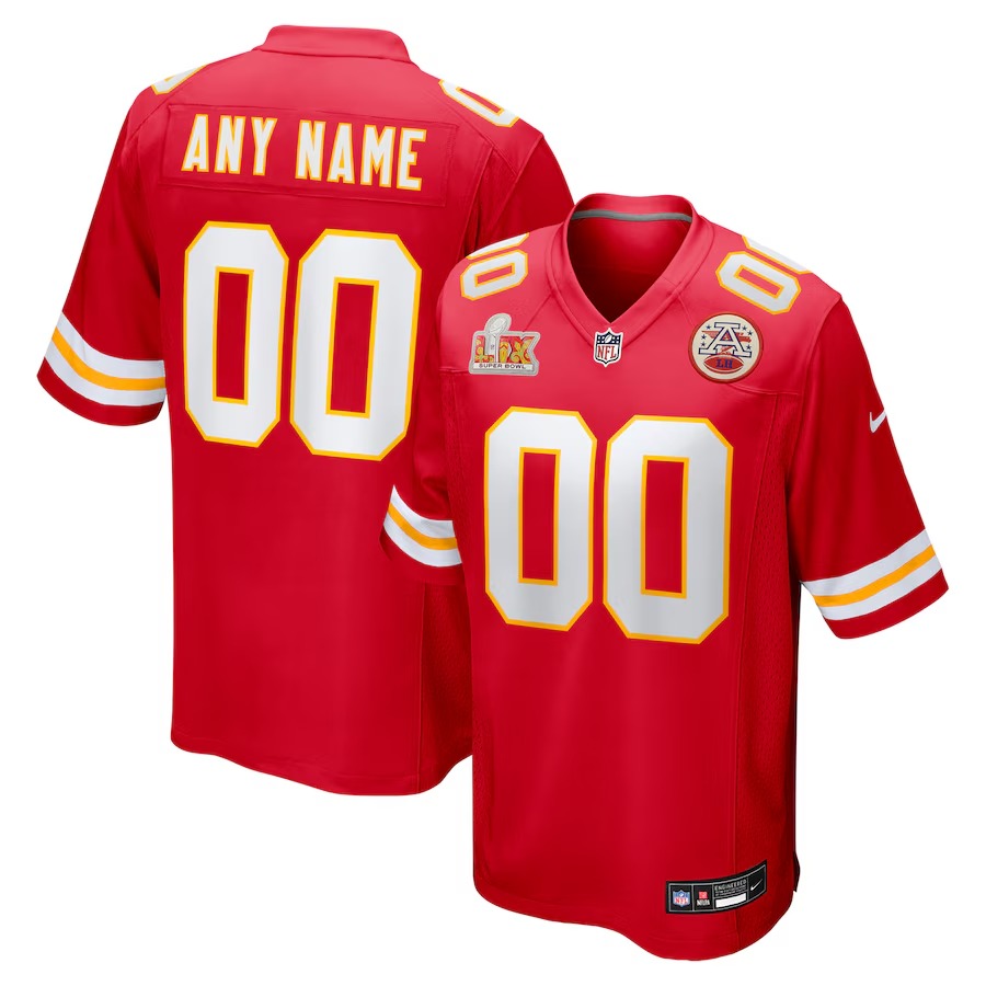 Men's Kansas City Chiefs Nike Red Super Bowl LIX Custom Game Jersey - Puhuasuan