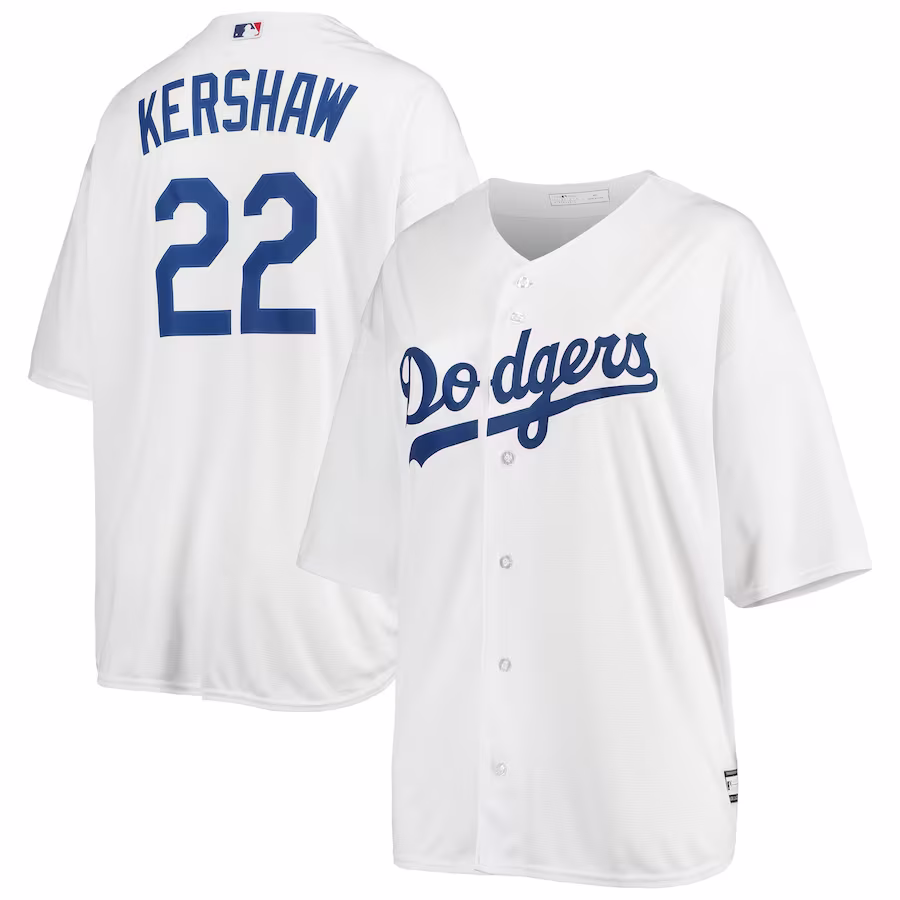 Women's Los Angeles Dodgers Clayton Kershaw White Plus Size Replica Player Jersey - Puhuasuan