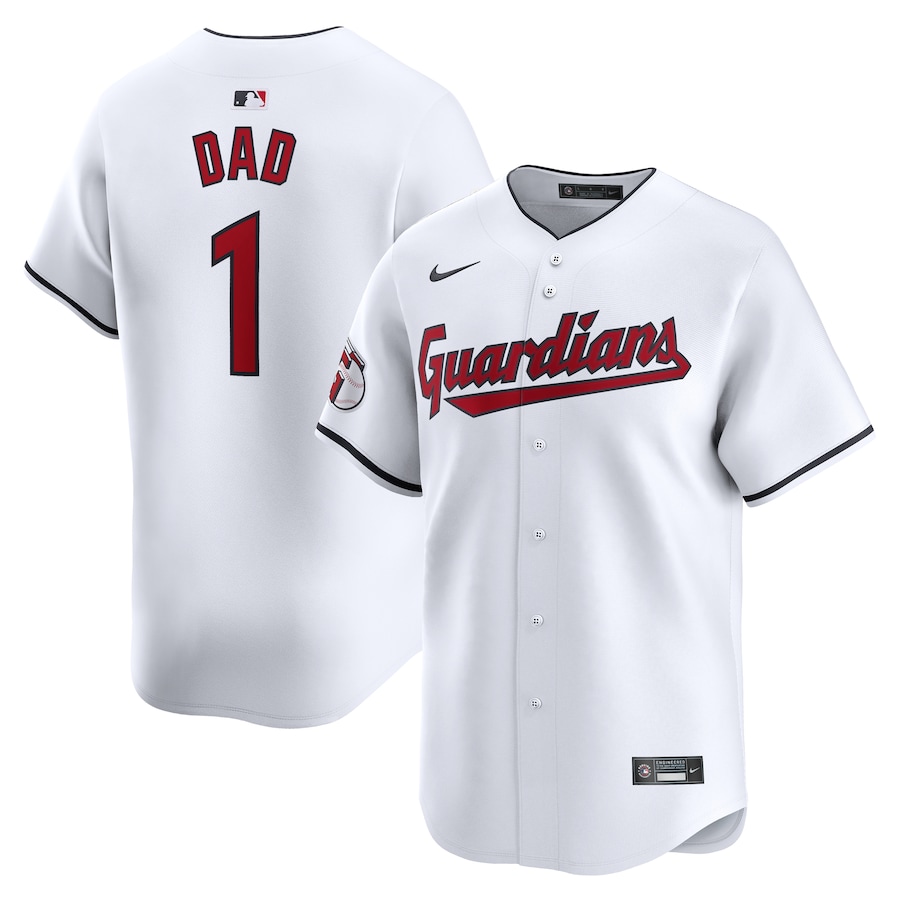 Men's Cleveland Guardians Nike White #1 Dad Home Limited Jersey - Puhuasuan