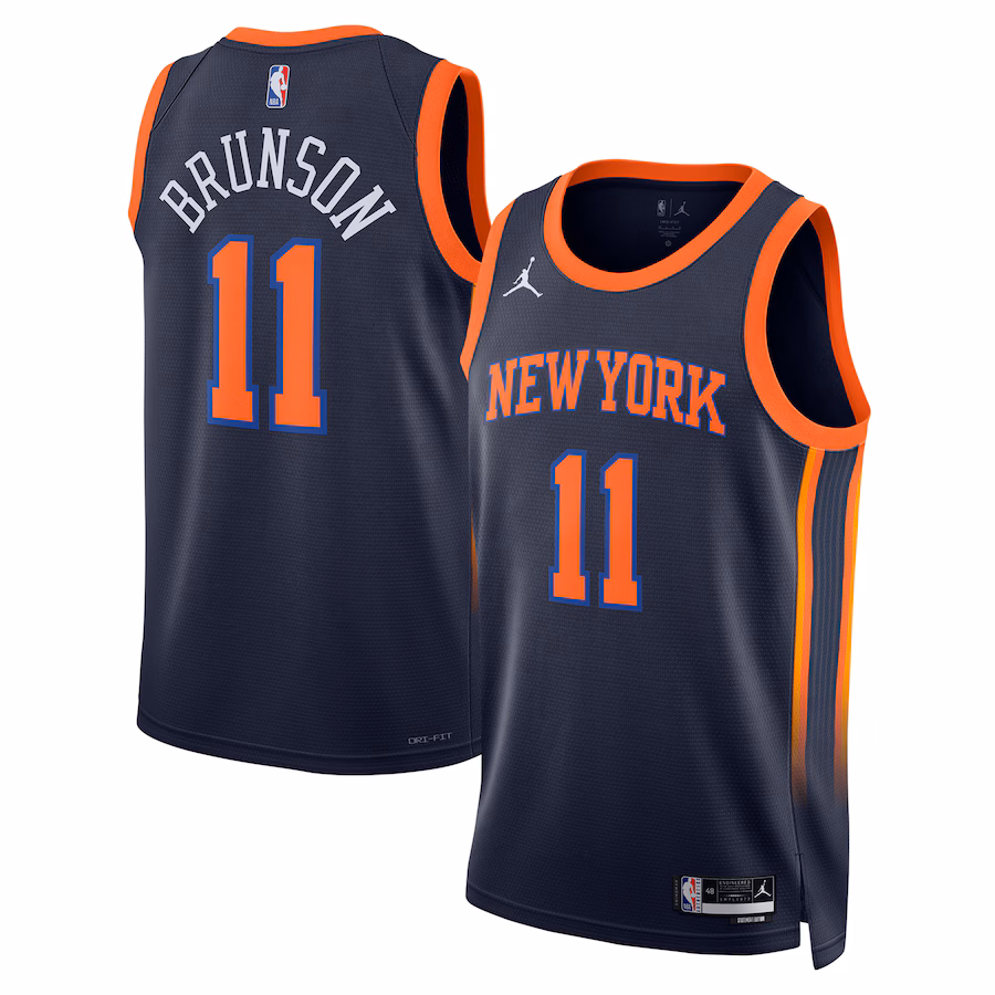 Unisex New York Knicks Jalen Brunson Jordan Brand Navy Swingman Player Jersey - Statement Edition - Puhuasuan