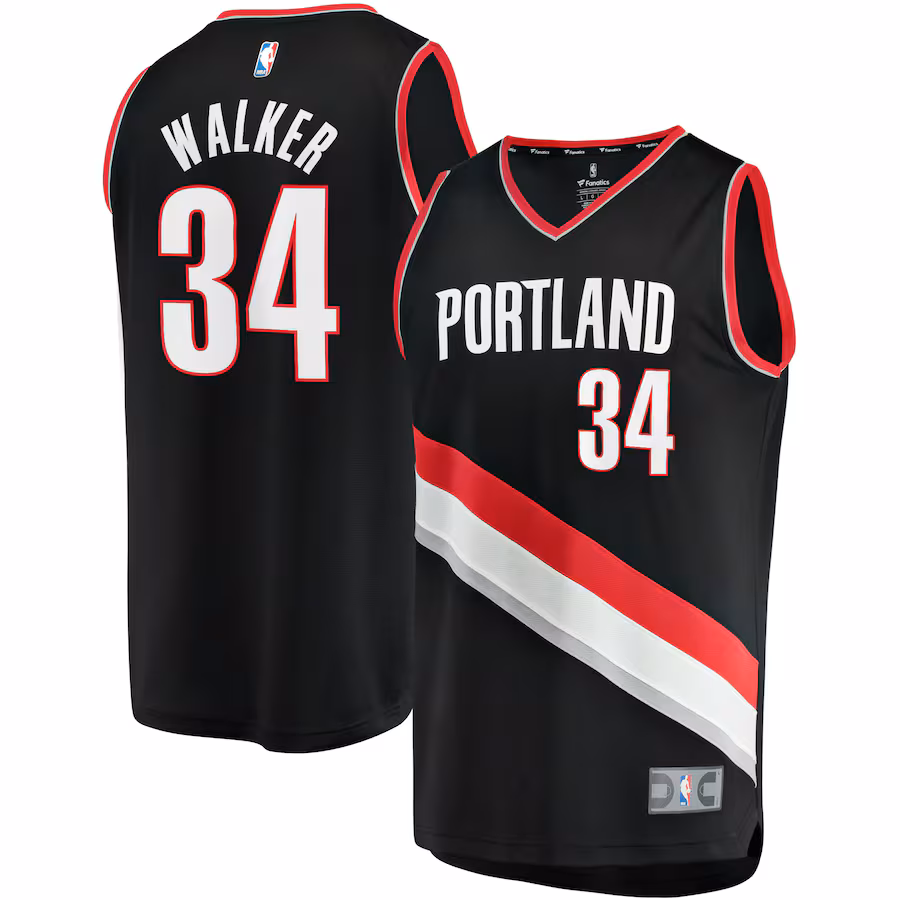 Men's Portland Trail Blazers Jabari Walker Fanatics Black Fast Break Replica Jersey - Icon Edition - Puhuasuan