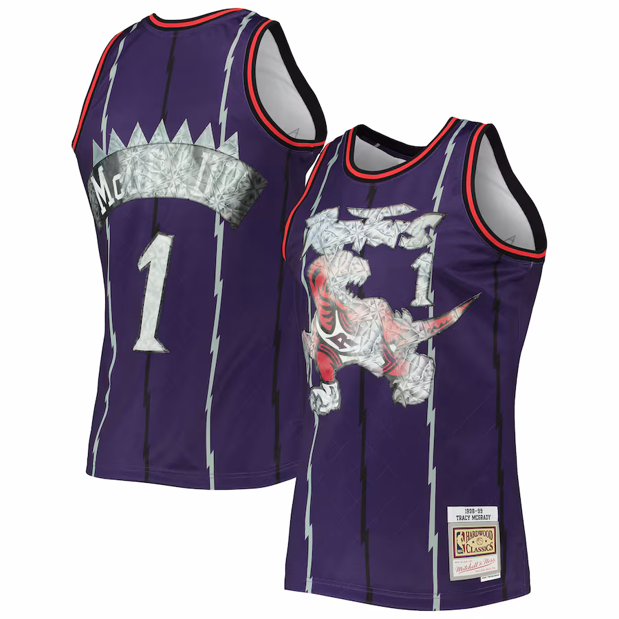 Men's Toronto Raptors Tracy McGrady Mitchell & Ness Purple 1998/99 Hardwood Classics NBA 75th Anniversary Diamond Swingman Jersey - Puhuasuan