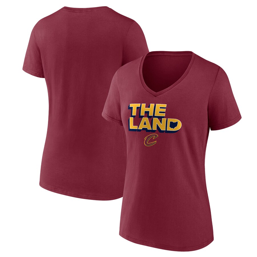 Women's Cleveland Cavaliers Wine Hometown Collection The Land V-Neck T-Shirt - Puhuasuan