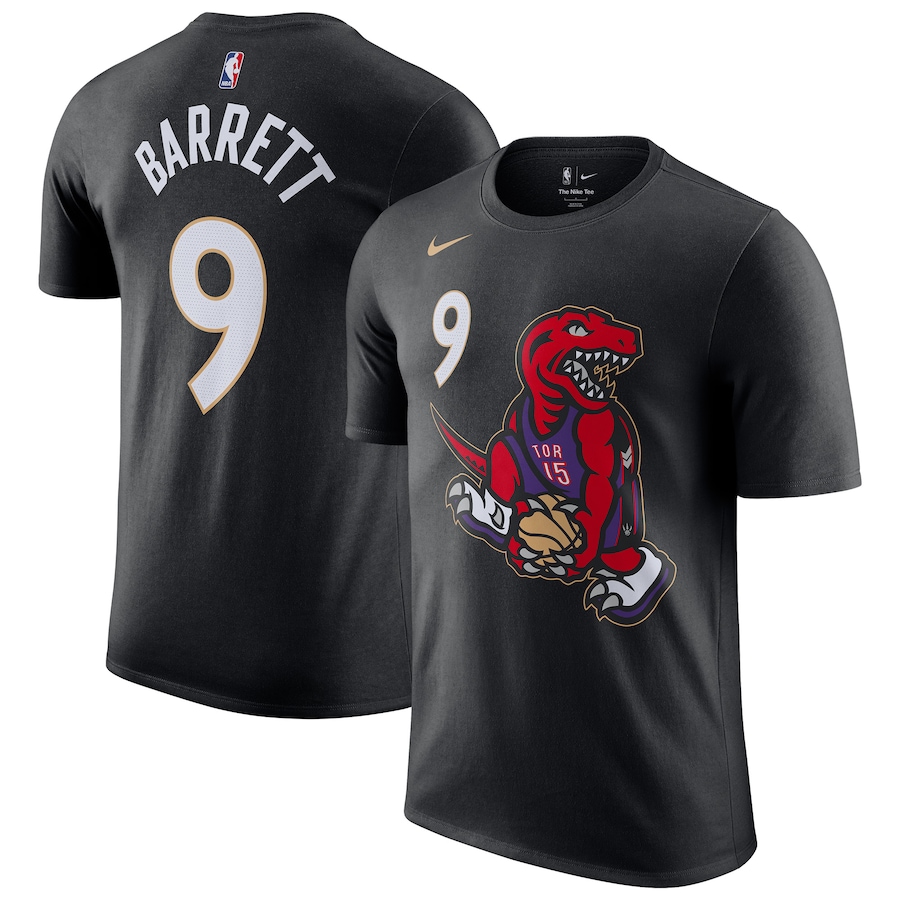 Men's Toronto Raptors RJ Barrett Nike Black 2024/25 City Edition Name & Number T-Shirt - Puhuasuan