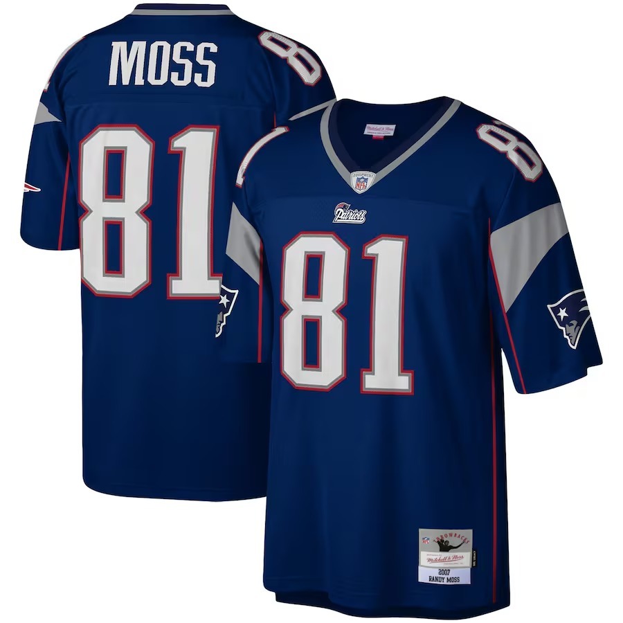 Men's New England Patriots Randy Moss Mitchell & Ness Navy Legacy Replica Jersey - Puhuasuan