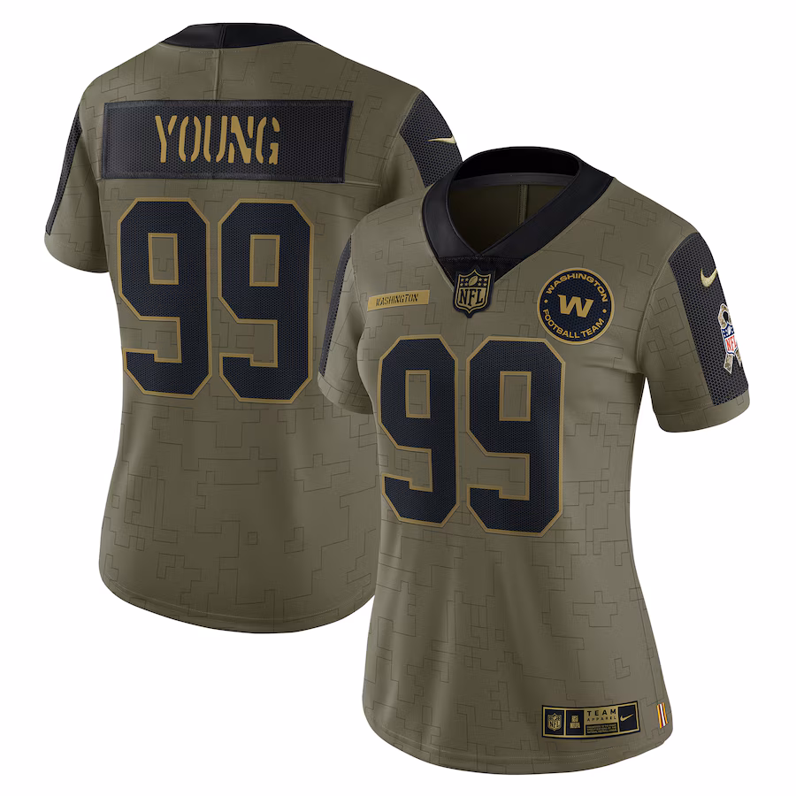 Women's Washington Football Team Chase Young Nike Olive 2021 Salute To Service Limited Player Jersey - Puhuasuan