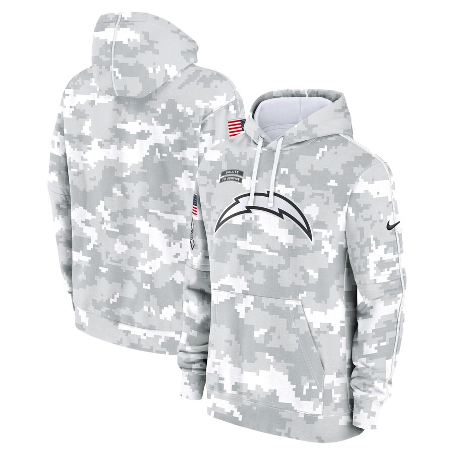Men's Los Angeles Chargers Nike Arctic Camo 2024 Salute to Service Club Fleece Pullover Hoodie - Puhuasuan