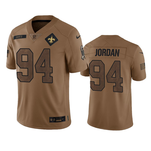 Men's New Orleans Saints #94 Cameron Jordan 2023 Brown Salute To Service Limited Football Stitched Jersey - Puhuasuan